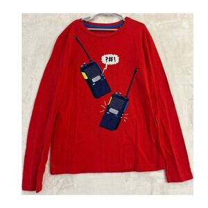 Mini Boden Red Walkie Talkie L/S Shirt 11 12 Boys Cotton